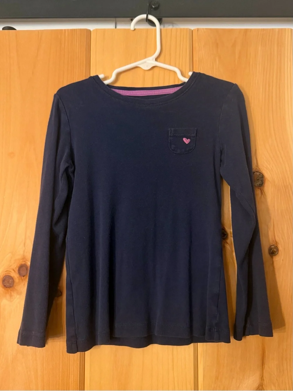 OshKosh B'gosh Navy Long-Sleeve Tee with Pink Heart Pocket